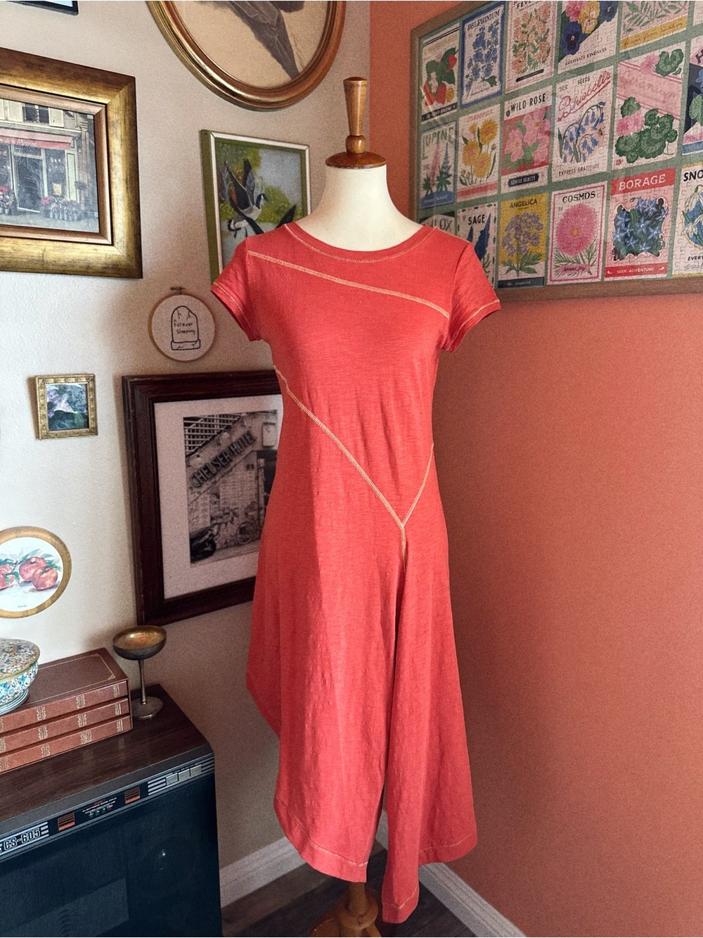 Anthropologie Holding Horses Cotton Coral A-Line Dress